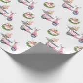 Roze scooter kerstinkopen cadeaupapier (Hoek)