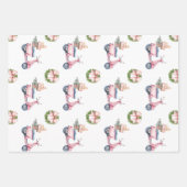 Roze scooter kerstinkopen inpakpapier vel (Voorkant)
