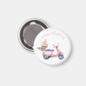 Roze Scooter Kerstwinkelen Magneet (Voorkant / Achterkant)