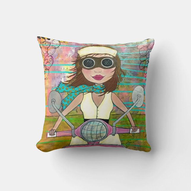 Roze scooter Pillow Kussen (Voorkant)