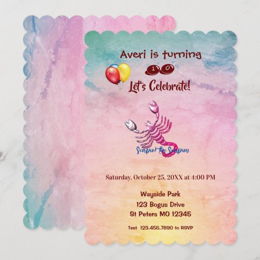 Roze Scorpio (23 oktober - 21 november) Kaart (Voorkant / Achterkant)