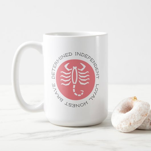 Roze Scorpio Traits Zodiac Star Sign Coffee Mok (Met donut)