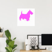 Roze Scottie Silhouette Poster (Thuiskantoor)
