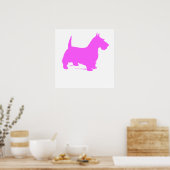 Roze Scottie Silhouette Poster (Keuken)
