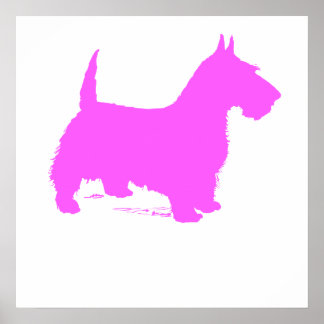 Roze Scottie Silhouette Poster