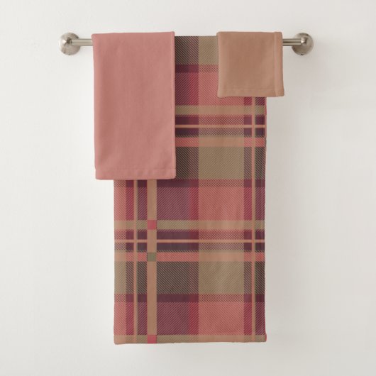 Roze Scottish Lady Tartan Pattern Bad Handdoek (Insitu)