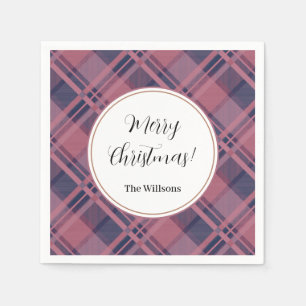 Roze Scottish Lady Tartan Pattern Kerst Servet