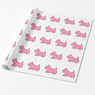 Roze Scottish Terrier Wrapping Paper Cadeaupapier