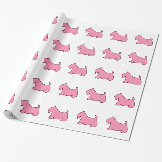 Roze Scottish Terrier Wrapping Paper Cadeaupapier (Uitgerold)