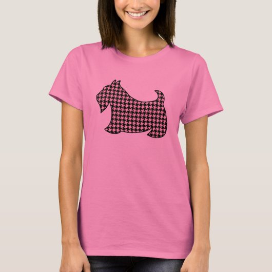 Roze Scotty Dog Schotse Terriër T-shirt Top (Voorkant)