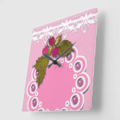 Roze scrapbooking vierkante klok (Hoek)