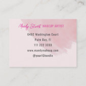 Roze Script 3 Foto Waterverf Make-up Visitekaartje (Achterkant)
