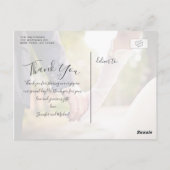 Roze script 4 Photo Collage Weddenschap Bedankt Briefkaart (Achterkant)