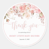 Roze Script Baby Shower Bedankt Stickers (Voorkant)