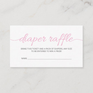 Roze Script Baby shower Diaper Raffle Ticket