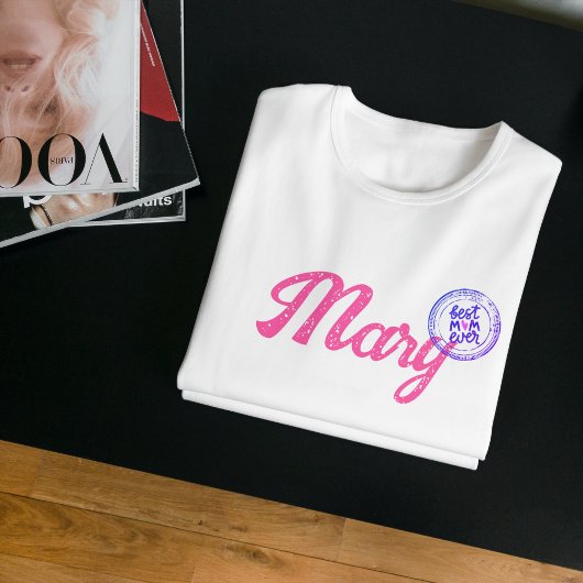 Roze Script Beste Badge T-shirt