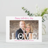 Roze script | Big LOVE Letters Moderne fotokaart (Staand voorkant)