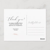 Roze Script Bloem Bruidsjurk Dank Je Briefkaart (Achterkant)