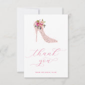 Roze Script Bruiloftsborrel Bedankkaart (Voorkant)