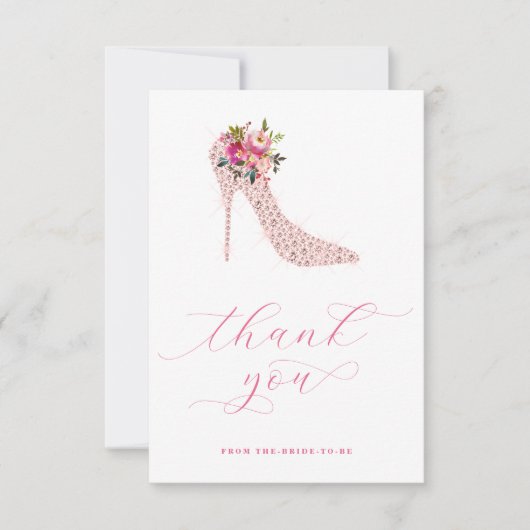 Roze Script Bruiloftsborrel Bedankkaart (Voorkant)