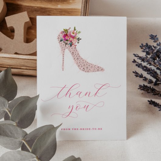 Roze Script Bruiloftsborrel Bedankkaart