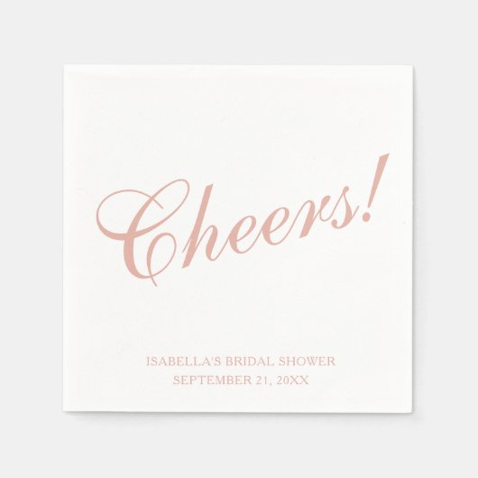 Roze Script Cheers! Bruiloft Bruidsfeest Verjaarda Servet (Voorkant)