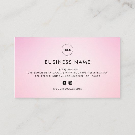 Roze Script Chic Heart Custom Logo Simple Business Klantenkaartje (Achterkant)