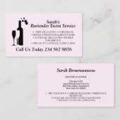 Roze Script Cocktail Barman Service Visitekaartje (Voorkant / Achterkant)