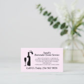 Roze Script Cocktail Barman Service Visitekaartje (Staand voorkant)