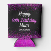 Roze Script Confetti Stippen Black 50th Birthday M Blikjeskoeler (Voorkant)