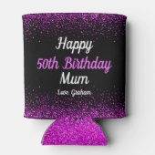 Roze Script Confetti Stippen Black 50th Birthday M Blikjeskoeler (Achterkant)