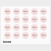 Roze script Dank u Klassieke ronde sticker (Vel)