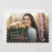 Roze Script Foto Grandmillennial Afstuderen Kaart (Voorkant)