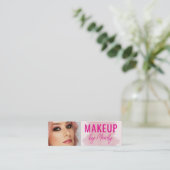 Roze Script Foto Make-up  Mini Visitekaartje (Staand voorkant)