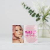 Roze Script Foto Make-up  Visitekaartje (Staand voorkant)