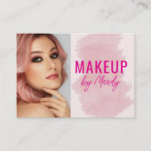 Roze Script Foto Make-up  Visitekaartje (Voorkant)
