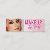 Roze Script Foto Waterverf Make-up Mini Visitekaartje (Voorkant)