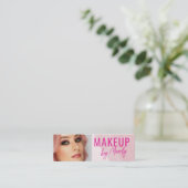 Roze Script Foto Waterverf Make-up Mini Visitekaartje (Staand voorkant)