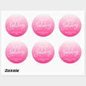Roze script gelukkigste Feestdagen Holiday Ronde Sticker (Vel)