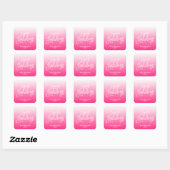Roze script gelukkigste Feestdagen Holiday Vierkante Sticker (Vel)
