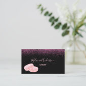 Roze Script Glitter Macarons Bakery Visitekaartje (Staand voorkant)