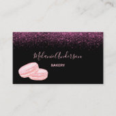 Roze Script Glitter Macarons Bakery Visitekaartje (Voorkant)