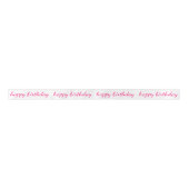 Roze script Happy Birthday Typografie Satijnen Lint (Voorkant)