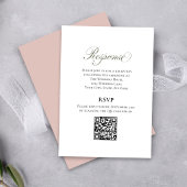 Roze Script Huwelijk RSVP QR Code Kaart