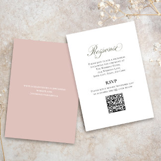 Roze Script Huwelijk RSVP QR Code Kaart