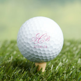 Roze Script Initialen Monogram Favor Of Gift Golfballen