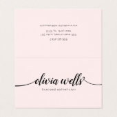 Roze script kalligrafie nazorginstructies visitekaartje (Buitenkant ongevouwen)
