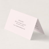 Roze script kalligrafie nazorginstructies visitekaartje (Achterkant)