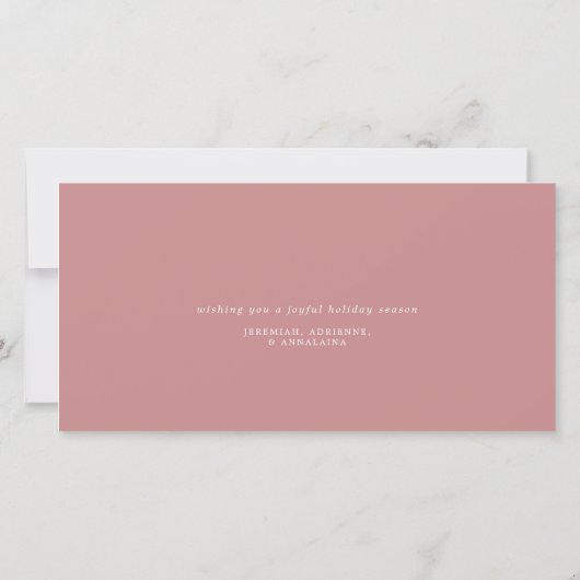 Roze Script Kerstbomen 3 Foto Feestdagenkaart (Achterkant)