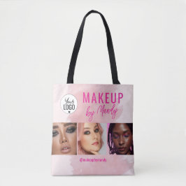 Roze Script Logo 3 Foto Waterverf Make-up Tote Bag